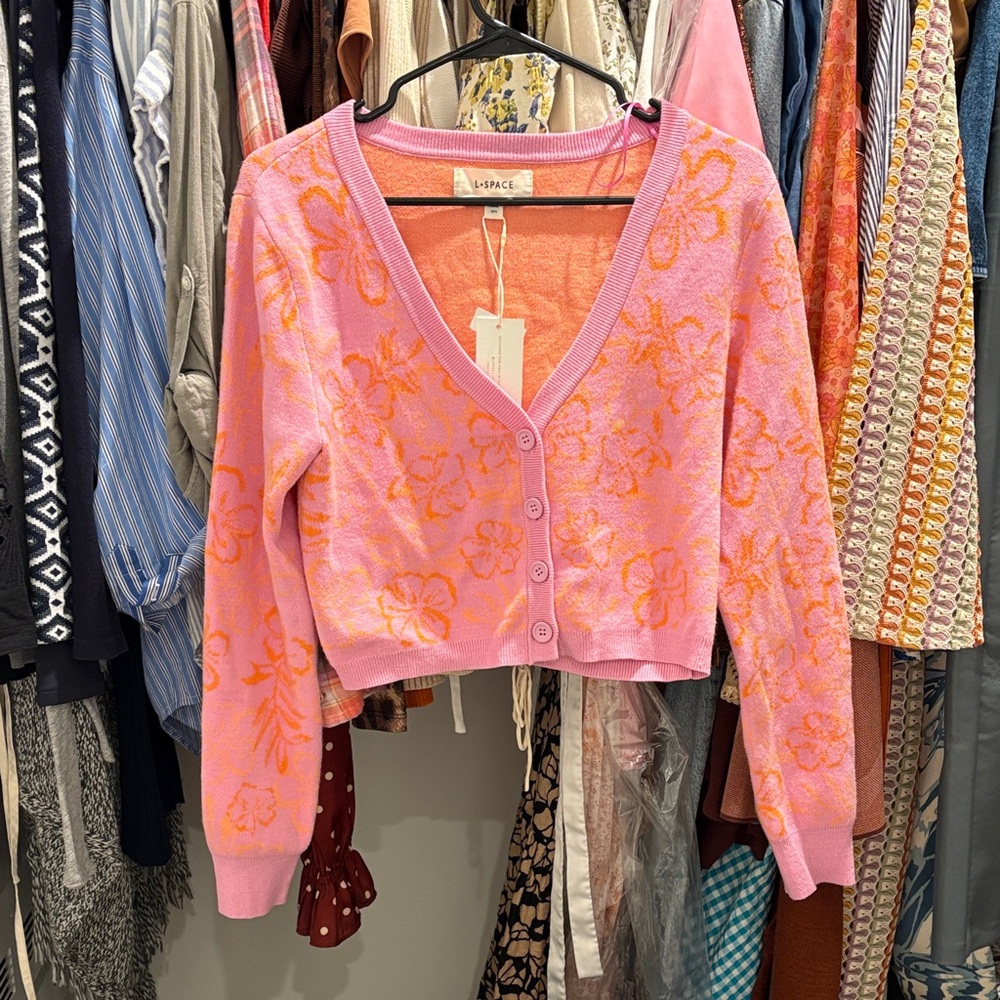 L*Space Pink and Orange Floral Cardigan